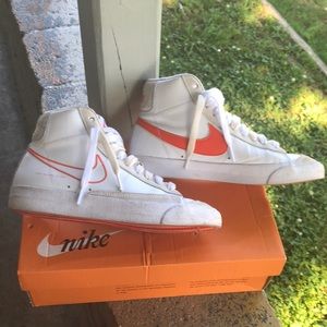 Nike blazers , 7’5 , Orange , White ,Women, WITH BOX